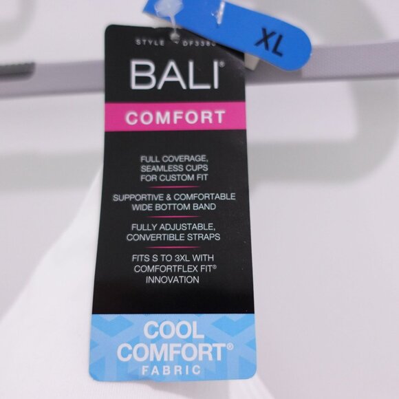 NEW Bali Comfort Revolution Modern Seamless Wirefree Bra Size XL White DF3380 - Picture 5 of 5